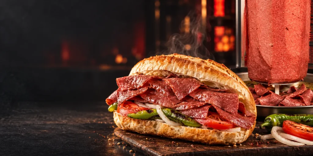 Pürüzsüz sucuk döner yapraklarıyla hazırlanan SUCUKIE sandviç