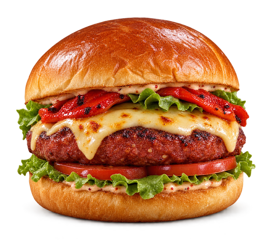 Şeffaf arka planlı SUCUKIE sucuk burger konsepti